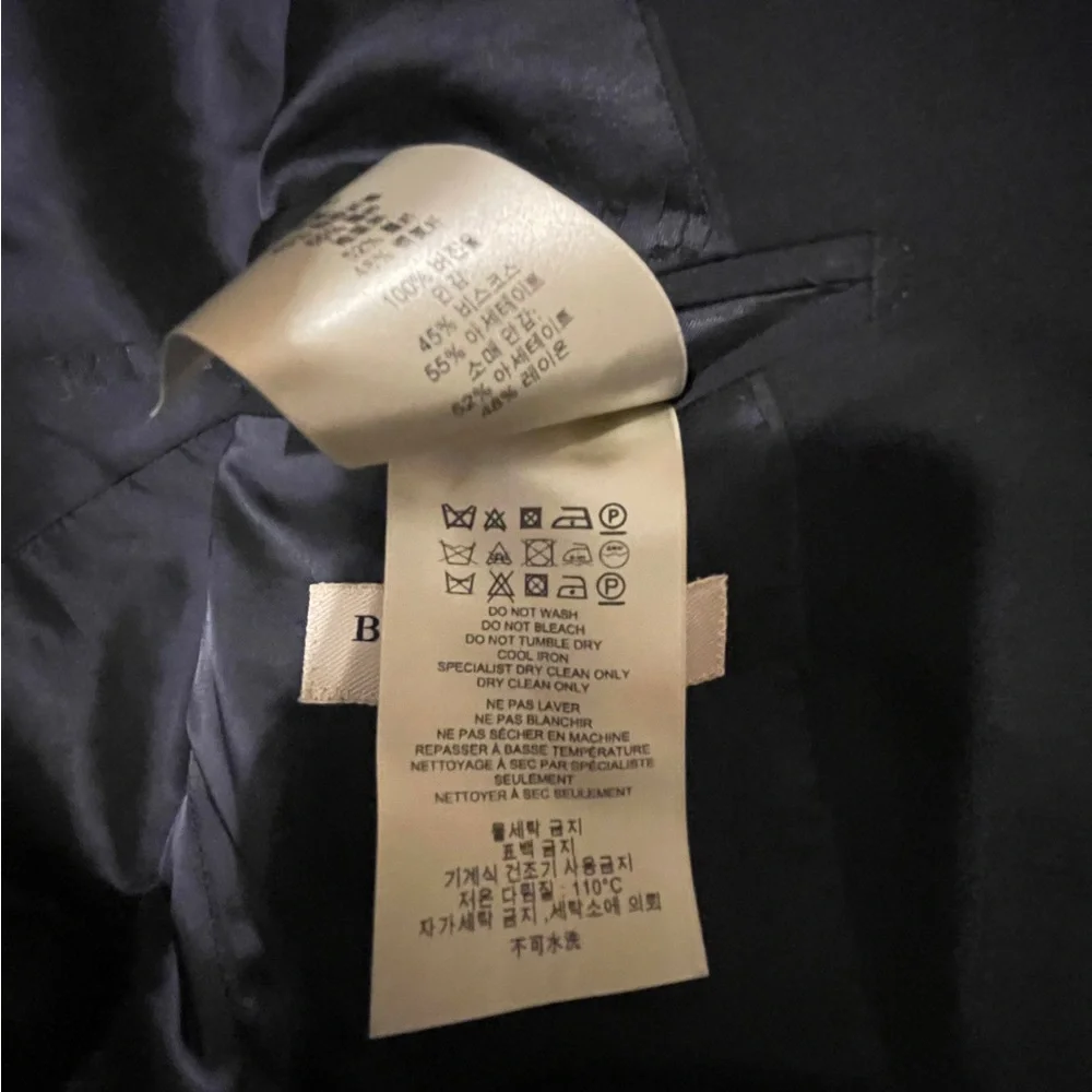 Wool Burberry Blue Blazer with Notch Lapels and Wool Blend - Picture 15 of 17